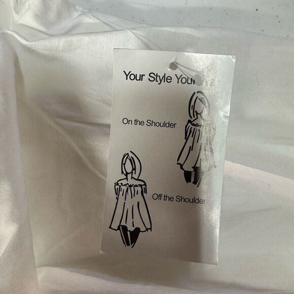 Melissa Paige Off Shoulder Top Medium Cotton White Lagenlook Drape 3/4 Sleeve - Picture 6 of 11